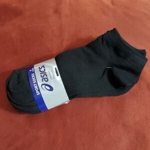 ASICS Sports Socks - 6 Pairs of Socks - Black - Size Medium (Mens Shoe Size 7-9)